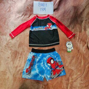 Baby Boys 18M Marvel Spiderman Spidey Rashguard & Swimming Trunks 2 Piece Set